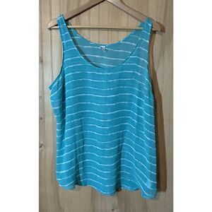 Old Navy Women's XL Printed Chiffon Teal Stripe Sheer Tank Top